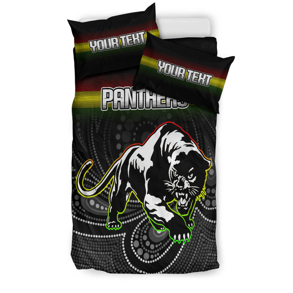 (Custom Personalised) Black Panthers Rugby League Aboriginal Bedding Set - LT2