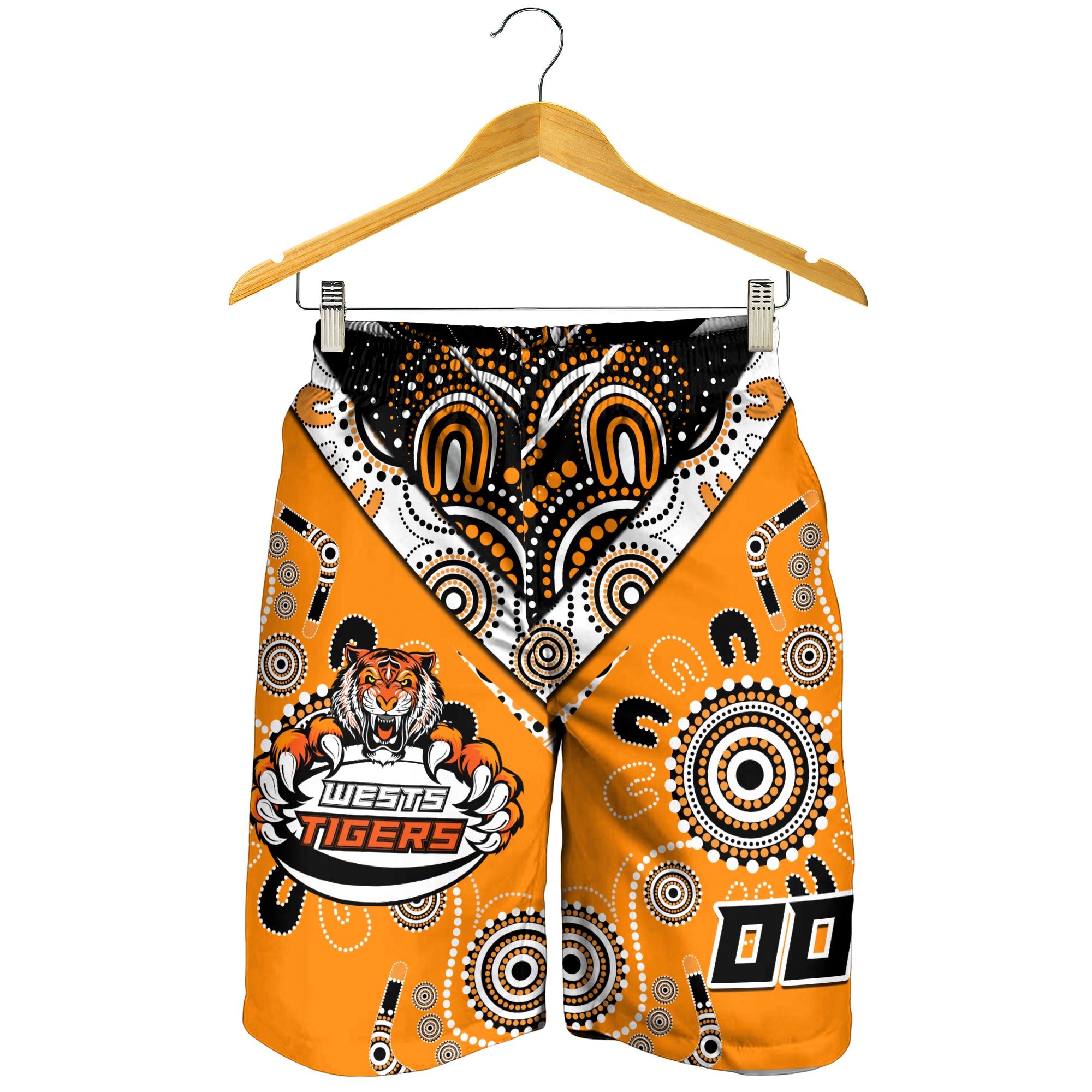 (Custom Peronalised) Wests Tiger Rugby Aboriginal Pattern Men Short - LT2