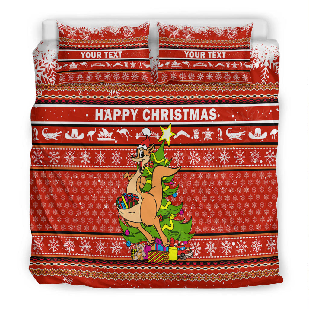 (Custom Personalised) Australia Christmas Kangaroo Aboriginal Pattern Bedding Set - LT2