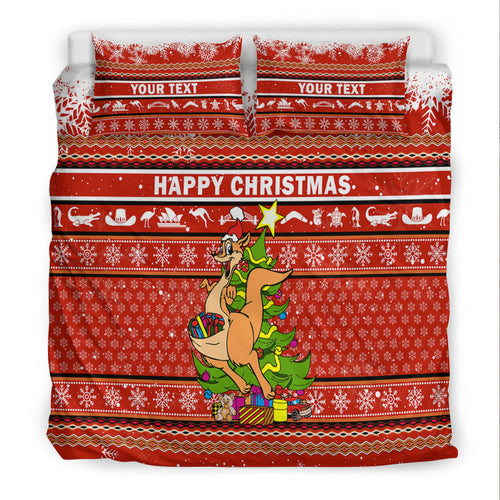 (Custom Personalised) Australia Christmas Kangaroo Aboriginal Pattern Bedding Set - LT2