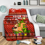 (Custom Personalised) Australia Christmas Kangaroo Aboriginal Pattern Blanket - LT2