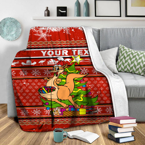 (Custom Personalised) Australia Christmas Kangaroo Aboriginal Pattern Blanket - LT2
