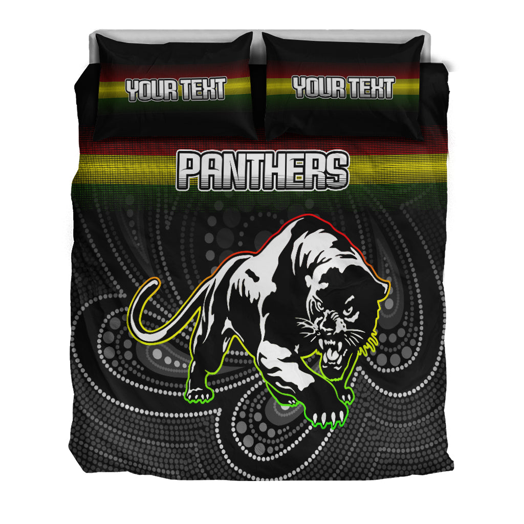 (Custom Personalised) Black Panthers Rugby League Aboriginal Bedding Set - LT2