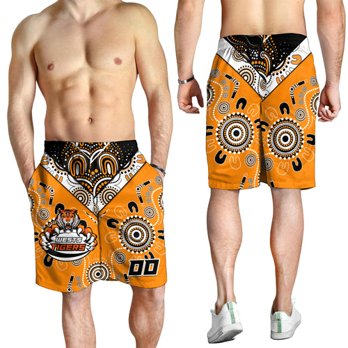 (Custom Peronalised) Wests Tiger Rugby Aboriginal Pattern Men Short - LT2