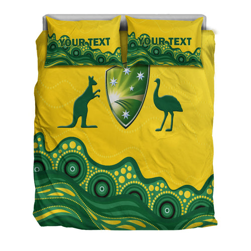 (Custom Personalised) Australia Cricket Aboriginal Pattern Bedding Set - LT2