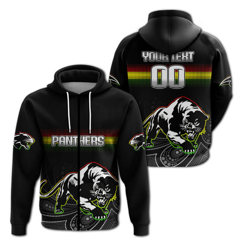 (Custom Personalised) Black Panthers Rugby League Aborigina Hoodie - LT2