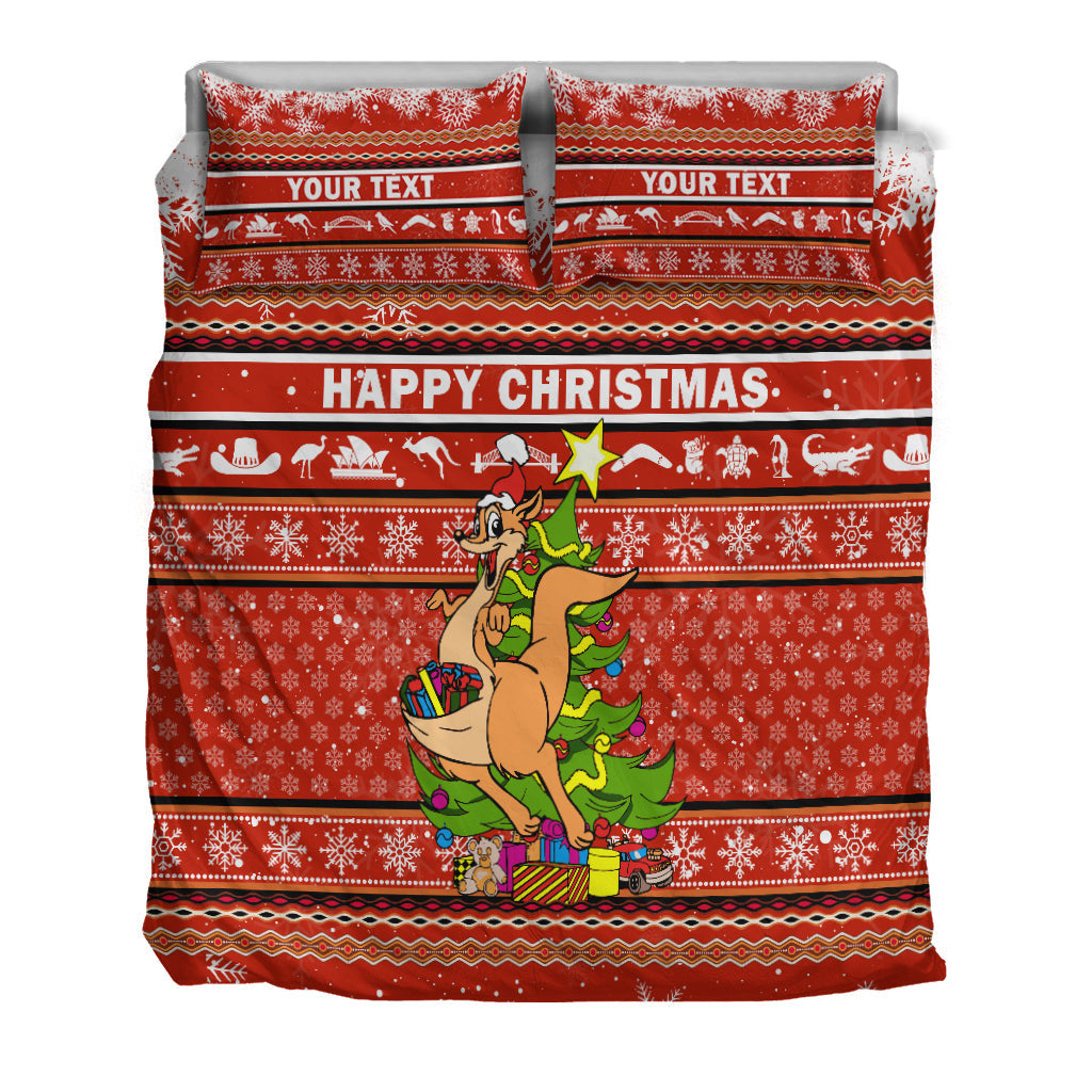 (Custom Personalised) Australia Christmas Kangaroo Aboriginal Pattern Bedding Set - LT2