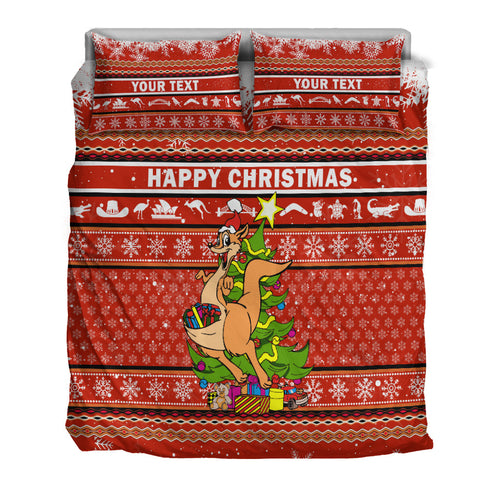 (Custom Personalised) Australia Christmas Kangaroo Aboriginal Pattern Bedding Set - LT2