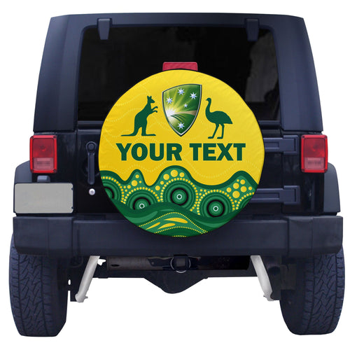(Custom Personalised) Australia Cricket Aboriginal Pattern Spare Tire Cover - LT2