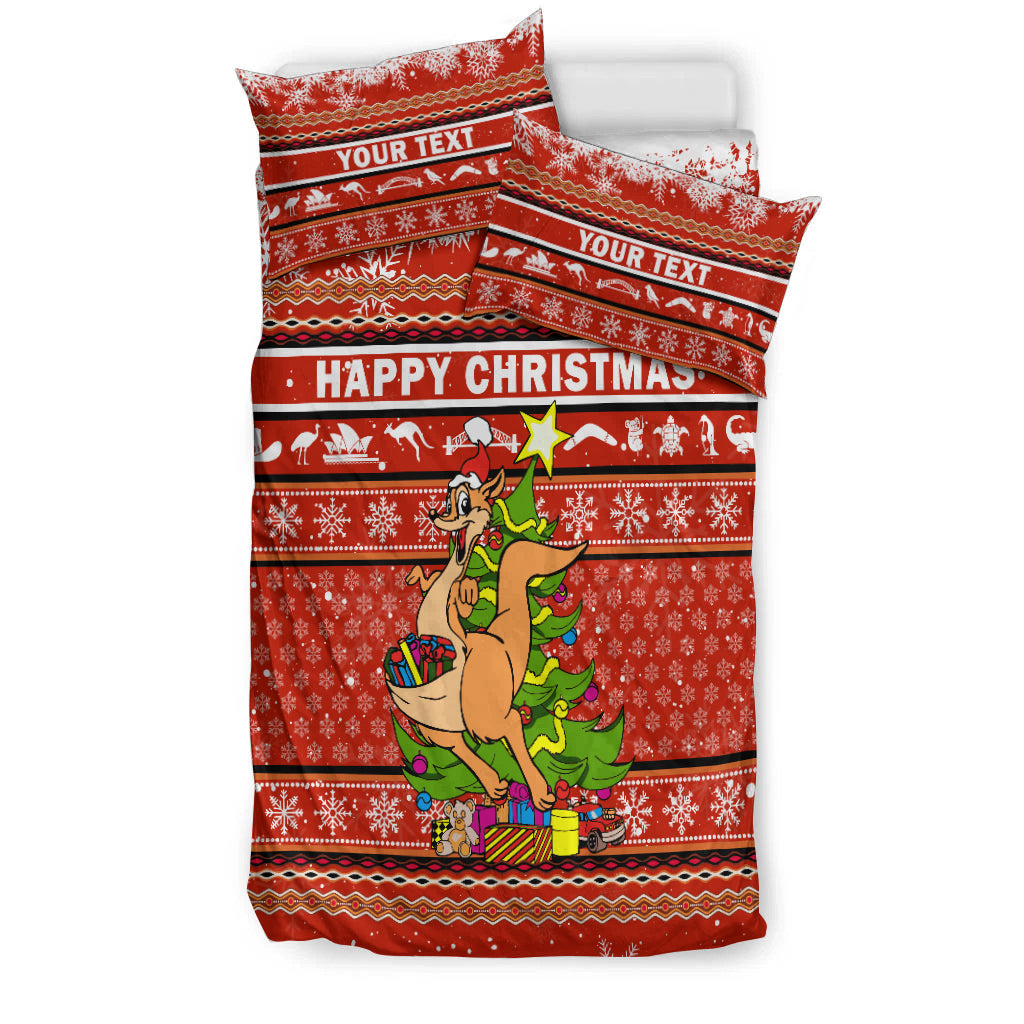(Custom Personalised) Australia Christmas Kangaroo Aboriginal Pattern Bedding Set - LT2