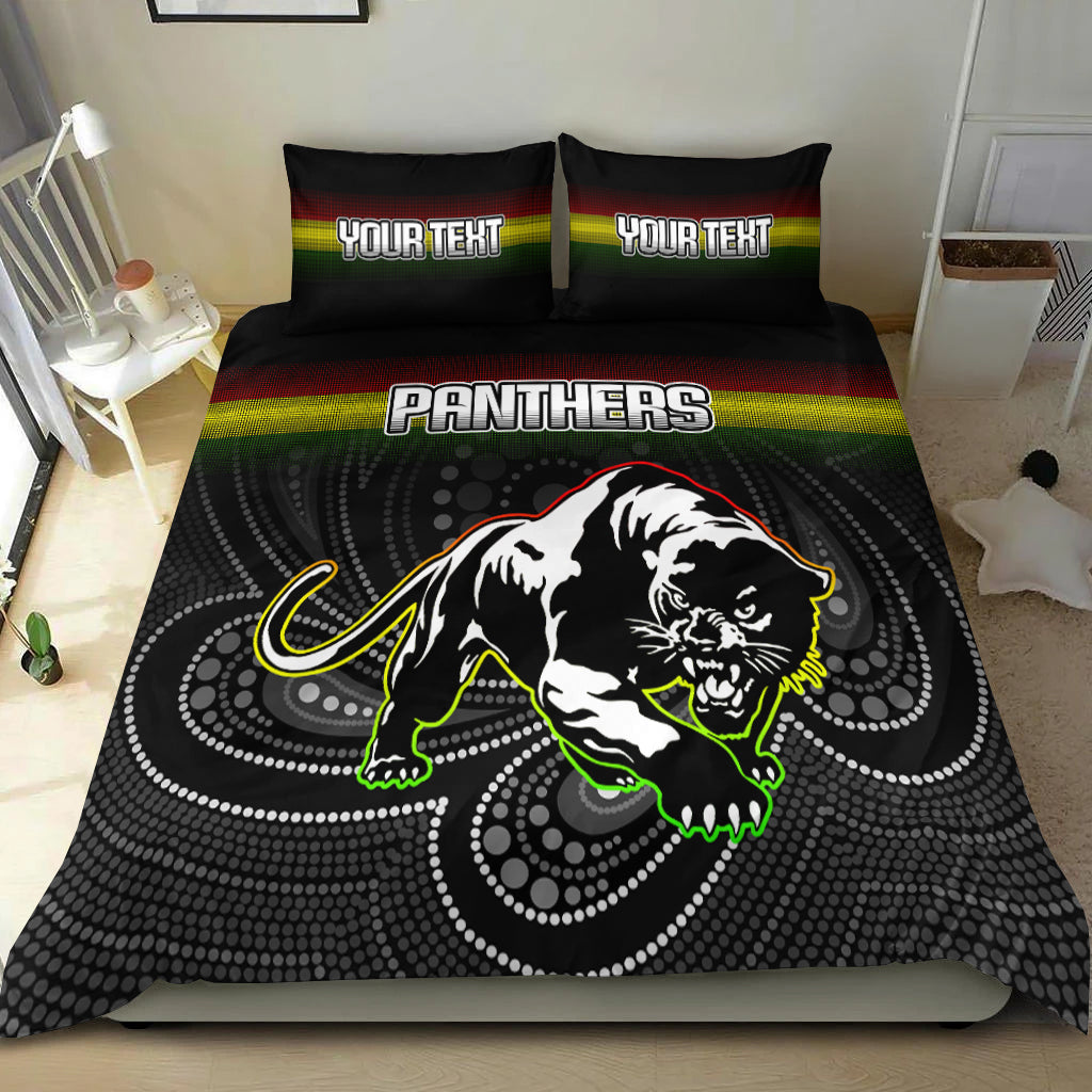 (Custom Personalised) Black Panthers Rugby League Aboriginal Bedding Set - LT2