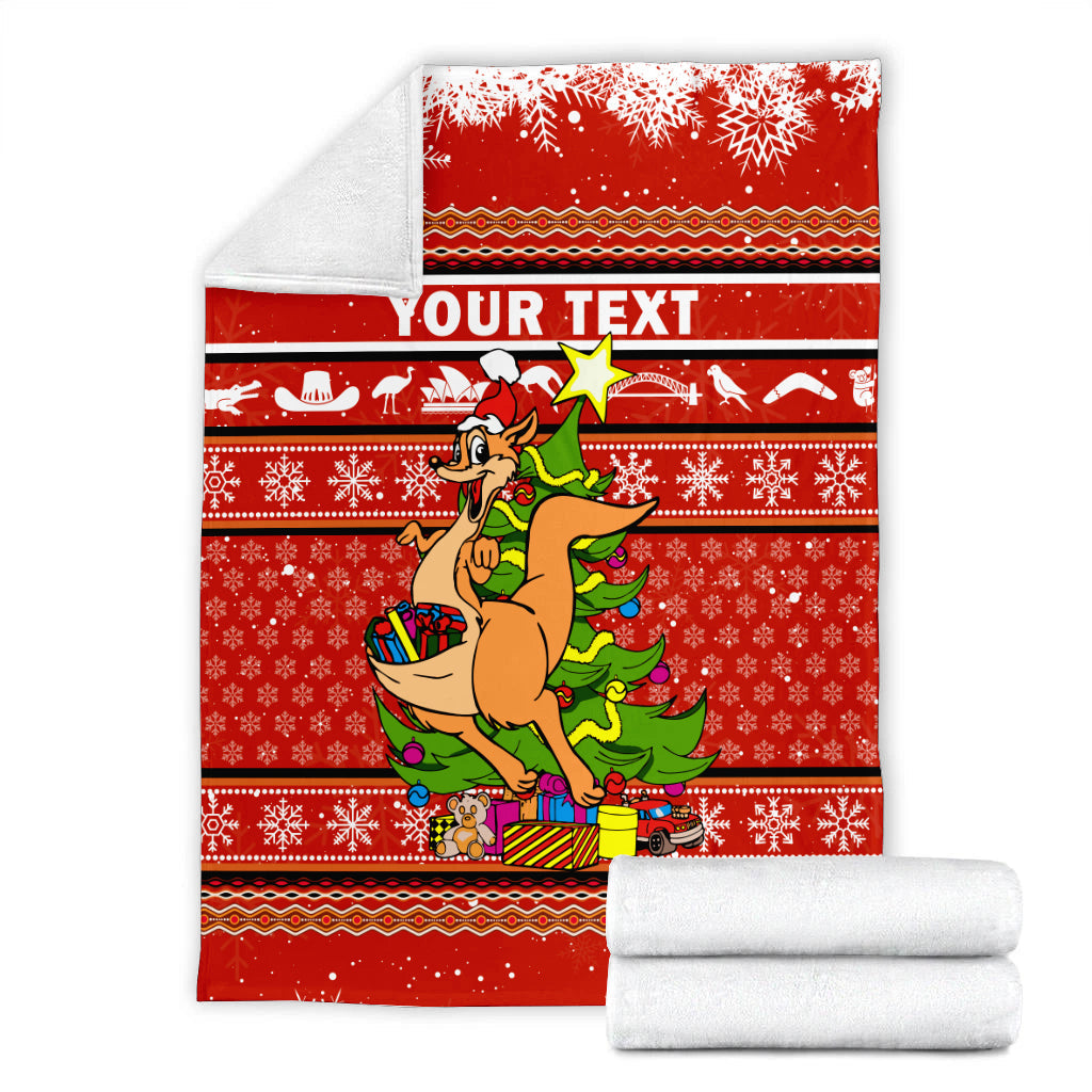 (Custom Personalised) Australia Christmas Kangaroo Aboriginal Pattern Blanket - LT2