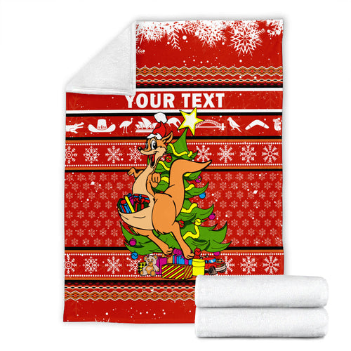 (Custom Personalised) Australia Christmas Kangaroo Aboriginal Pattern Blanket - LT2