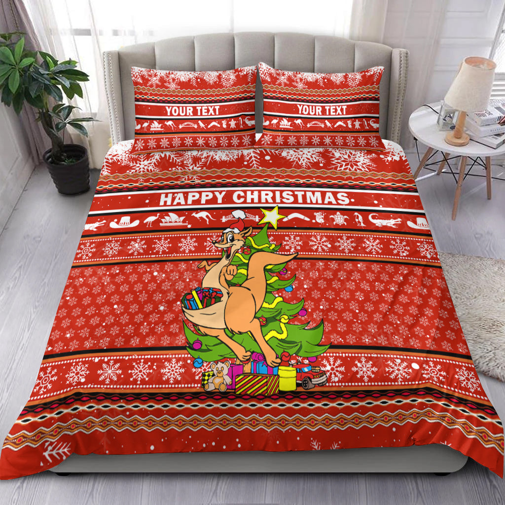 (Custom Personalised) Australia Christmas Kangaroo Aboriginal Pattern Bedding Set - LT2
