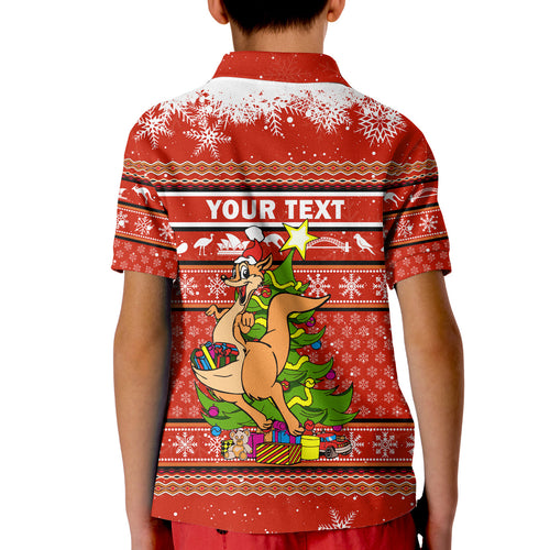 (Custom Personalised) Australia Christmas Kangaroo Aboriginal Pattern Polo Shirt - LT2