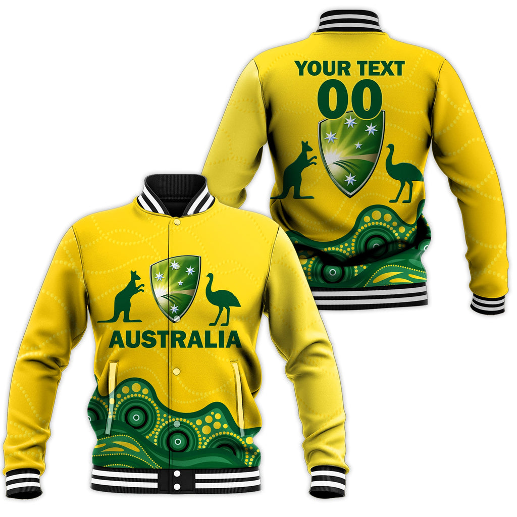 (Custom Personalised) Australia Cricket Aboriginal Pattern Baseball Jacket - LT2