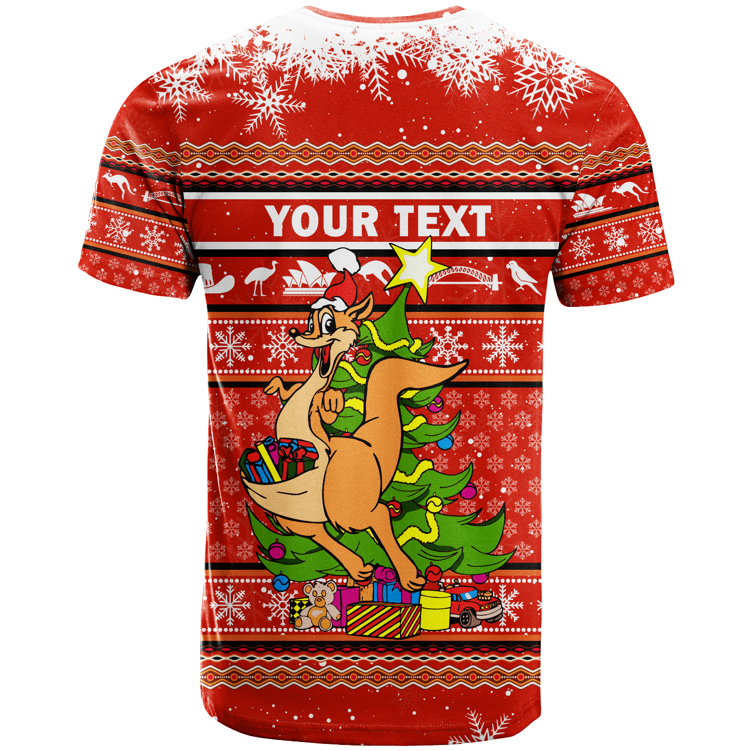 (Custom Personalised) Australia Christmas Kangaroo Aboriginal Pattern T Shirt - LT2