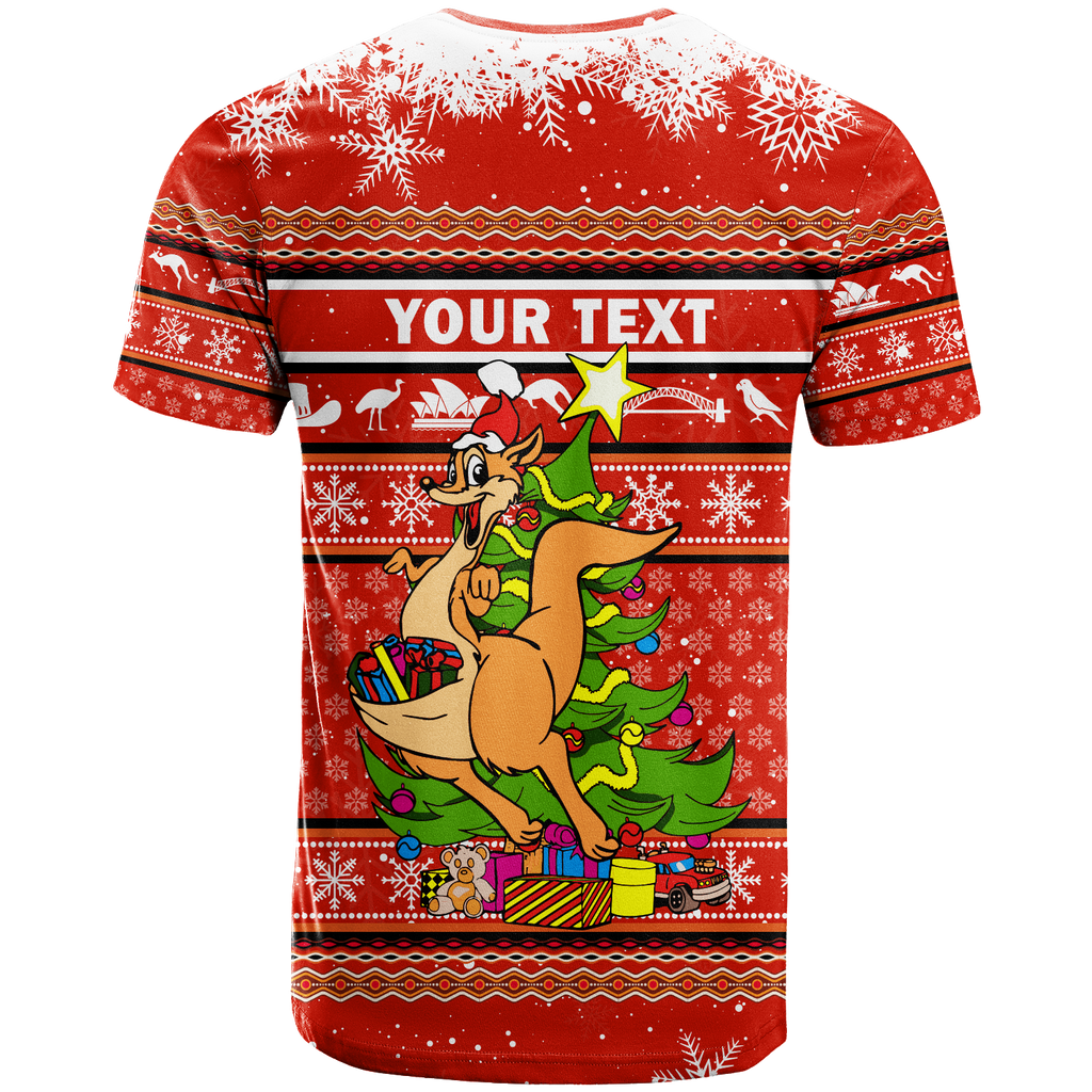 (Custom Personalised) Australia Christmas Kangaroo Aboriginal Pattern T Shirt - LT2