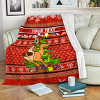 (Custom Personalised) Australia Christmas Kangaroo Aboriginal Pattern Blanket - LT2