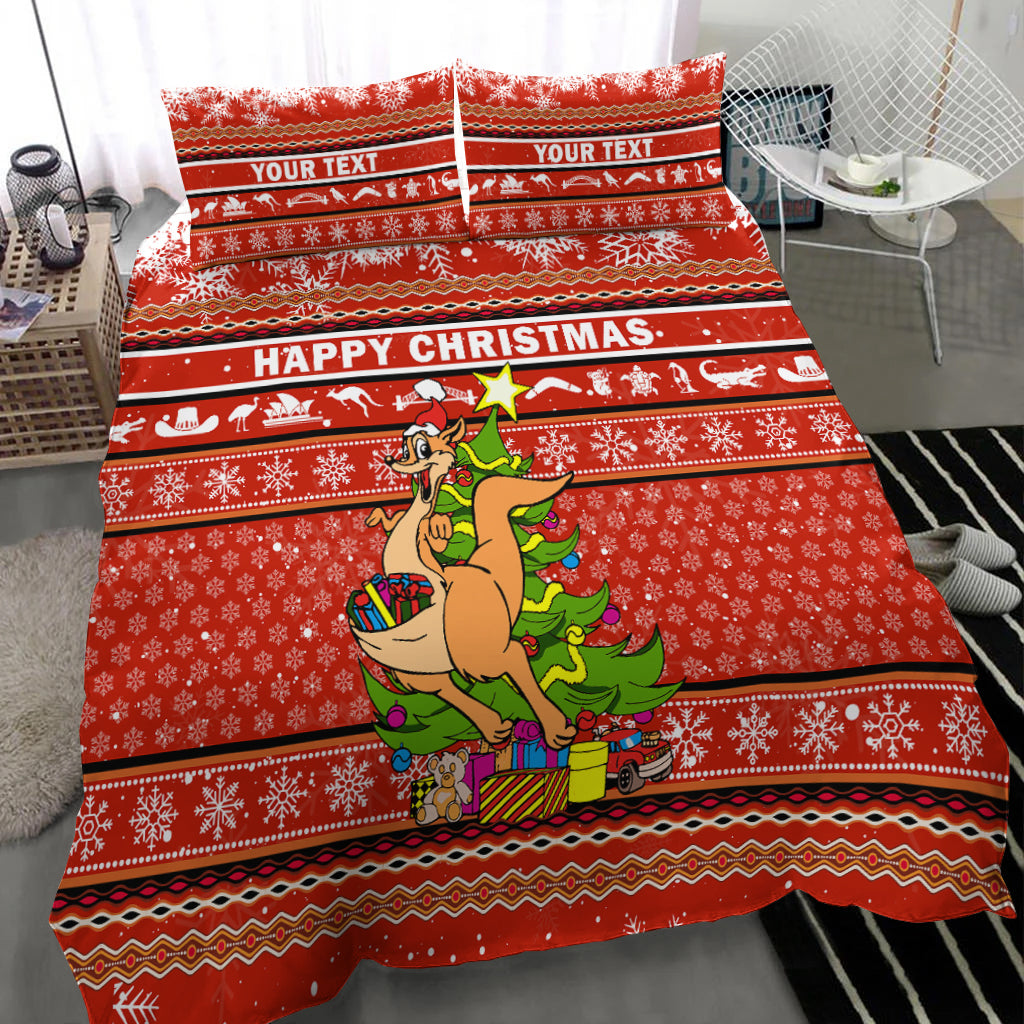 (Custom Personalised) Australia Christmas Kangaroo Aboriginal Pattern Bedding Set - LT2