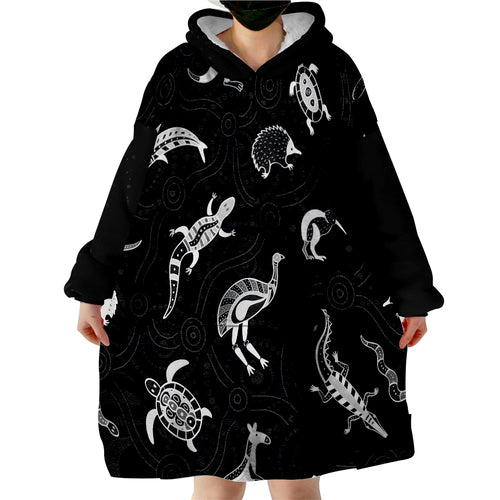 custom-personalised-aboriginal-art-animals-australia-version-black-wearable-blanket-hoodie