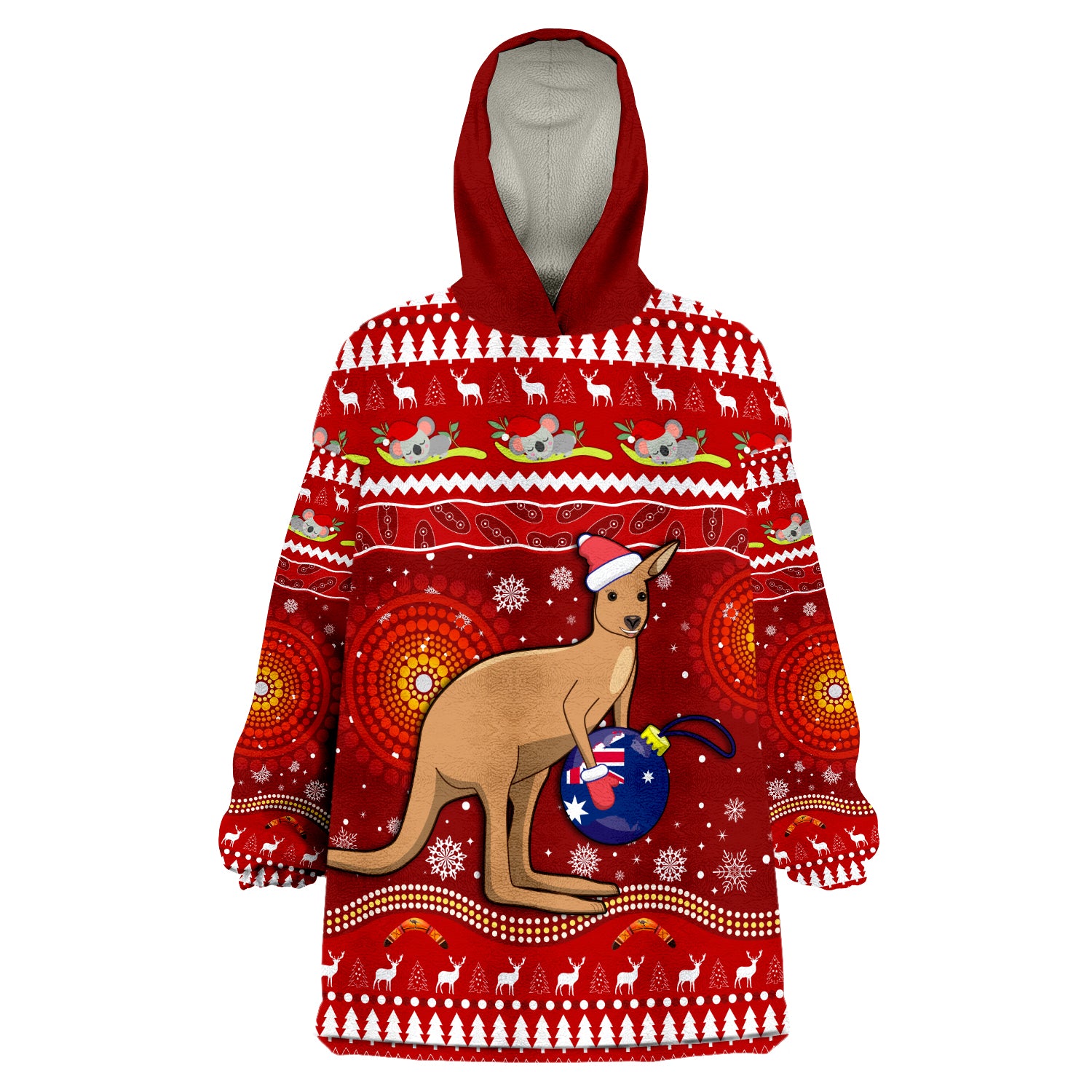 custom-personalised-australia-christmas-aboriginal-kangaroo-wearable-blanket-hoodie