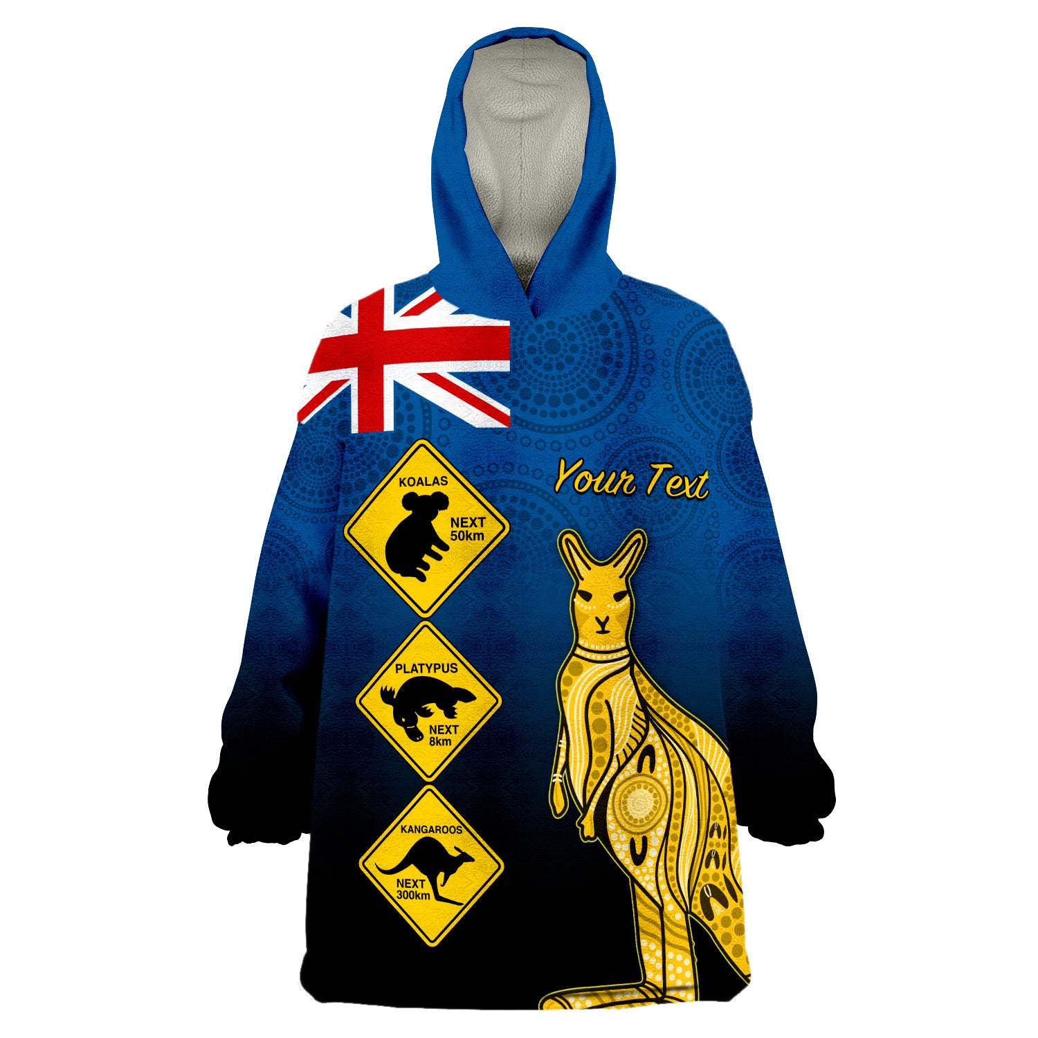 custom-personalised-australia-kangaroo-road-signs-aussie-aboriginal-wearable-blanket-hoodie