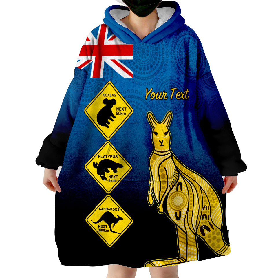 custom-personalised-australia-kangaroo-road-signs-aussie-aboriginal-wearable-blanket-hoodie