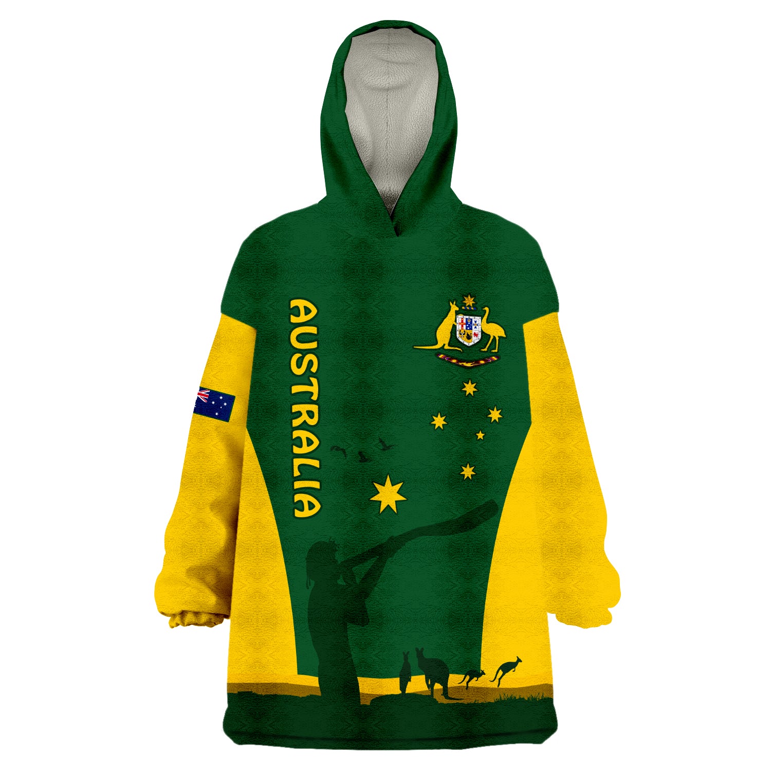 custom-personalised-australia-national-colours-green-and-gold-wearable-blanket-hoodie
