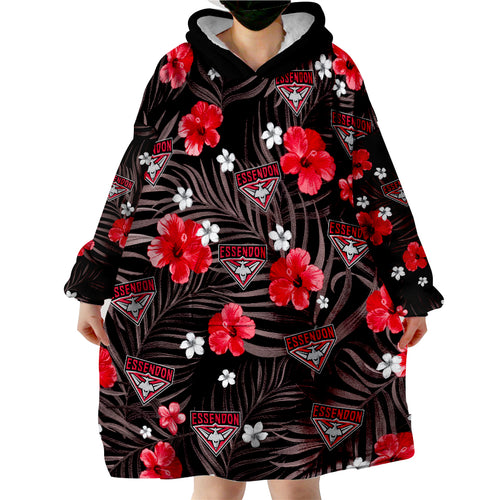 custom-personalised-bombers-football-essendon-premiers-tropical-flowers-simple-wearable-blanket-hoodie
