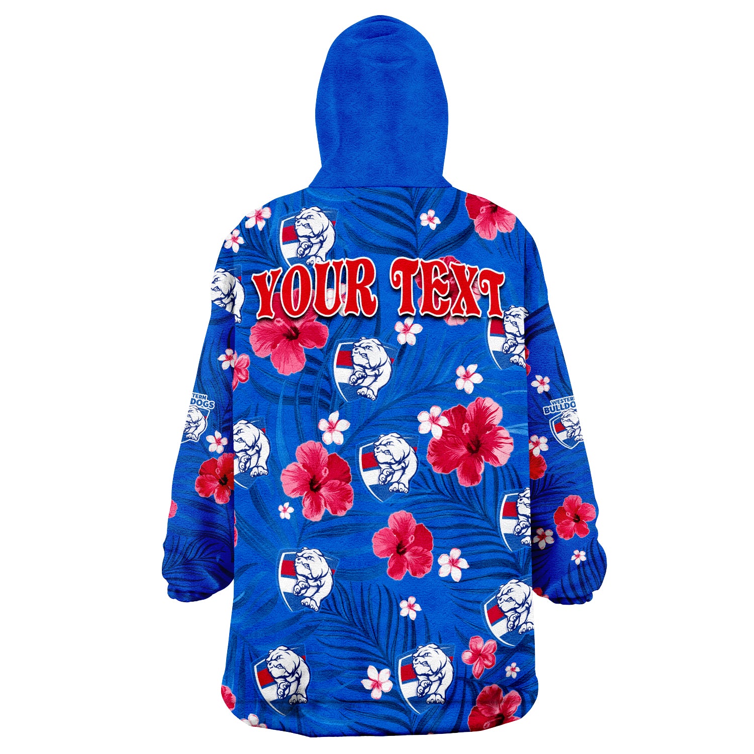 custom-personalised-bulldogs-football-western-premiers-tropical-flowers-simple-wearable-blanket-hoodie
