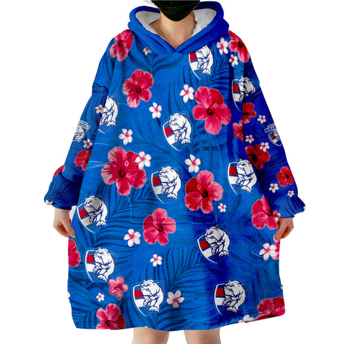 custom-personalised-bulldogs-football-western-premiers-tropical-flowers-simple-wearable-blanket-hoodie