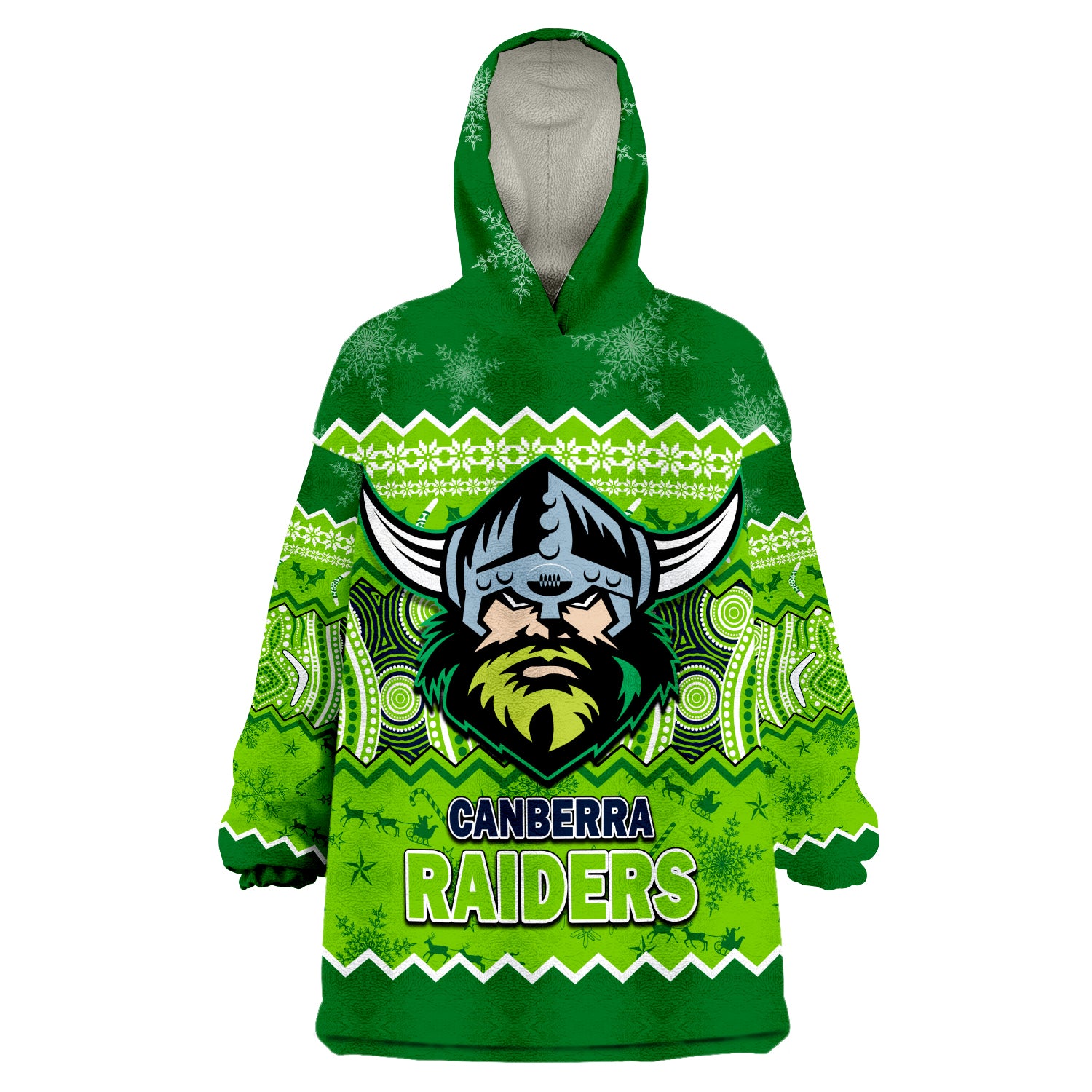 custom-personalised-canberra-the-green-machine-raiders-aboriginal-christmas-vibe-wearable-blanket-hoodie