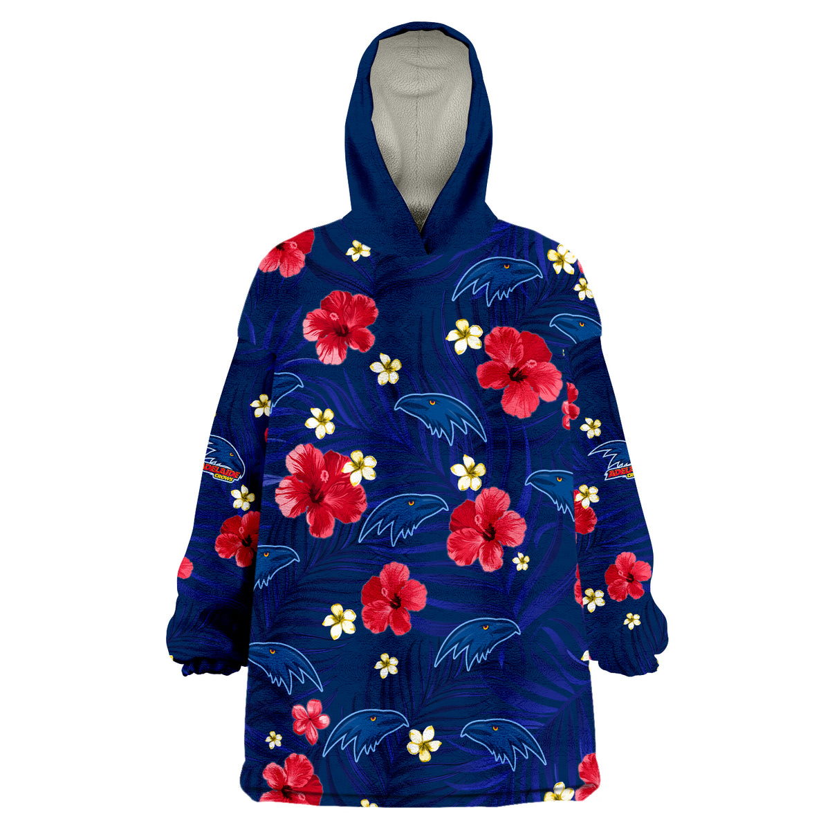 custom-personalised-crows-football-adelaide-premiers-tropical-flowers-simple-wearable-blanket-hoodie