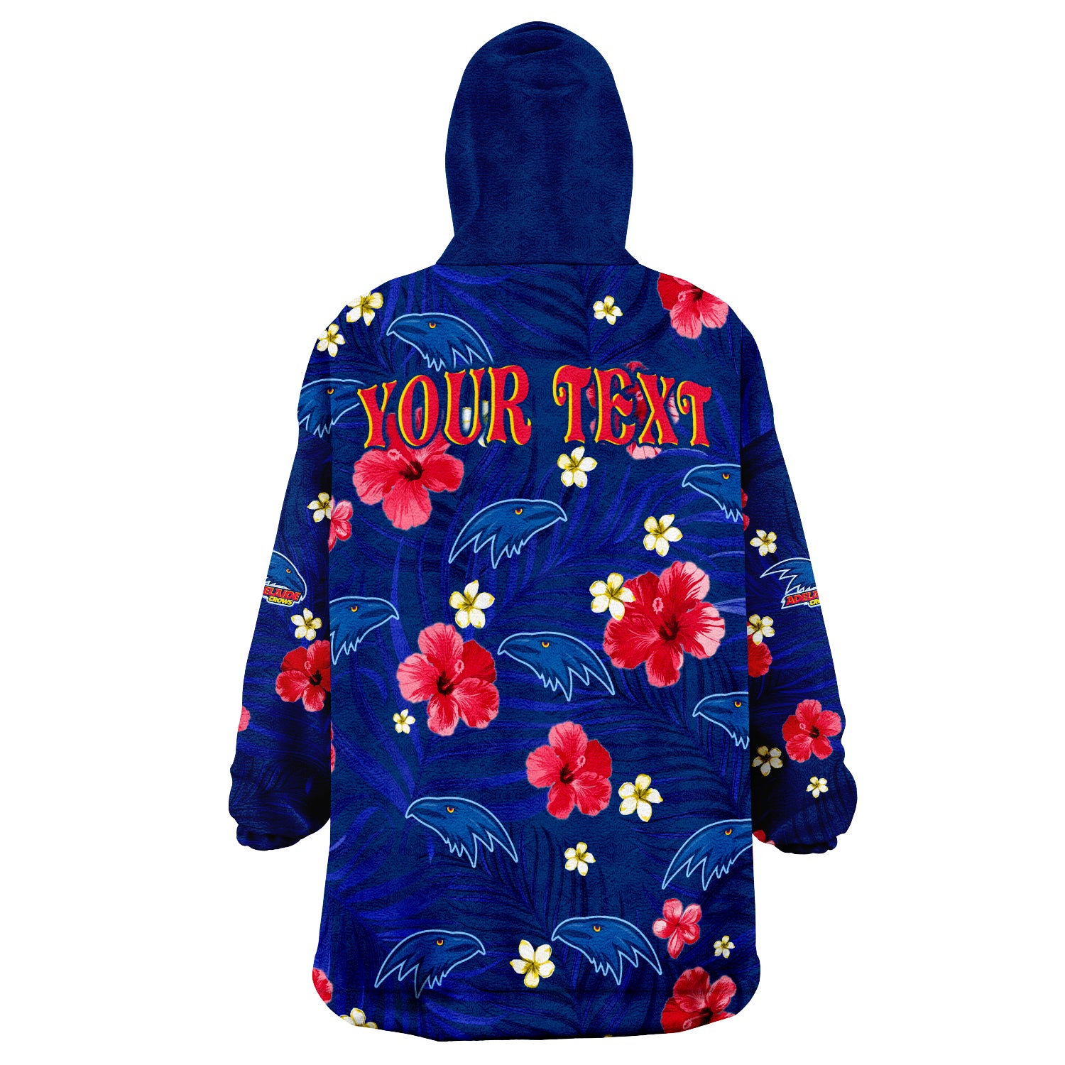 custom-personalised-crows-football-adelaide-premiers-tropical-flowers-simple-wearable-blanket-hoodie