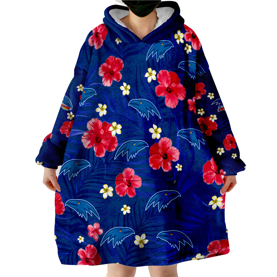 custom-personalised-crows-football-adelaide-premiers-tropical-flowers-simple-wearable-blanket-hoodie