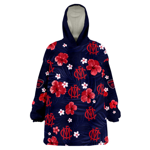 custom-personalised-demons-football-melbourne-premiers-tropical-flowers-simple-wearable-blanket-hoodie