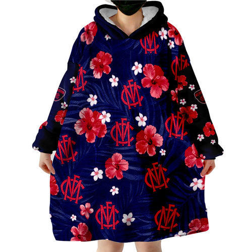 custom-personalised-demons-football-melbourne-premiers-tropical-flowers-simple-wearable-blanket-hoodie