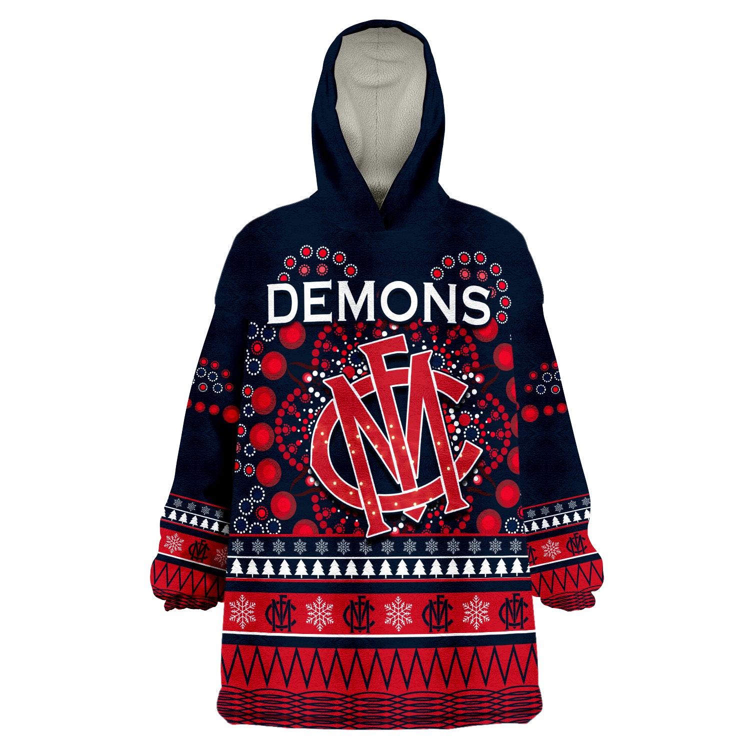 custom-personalised-demons-merry-christmas-melbourne-football-indigenous-wearable-blanket-hoodie
