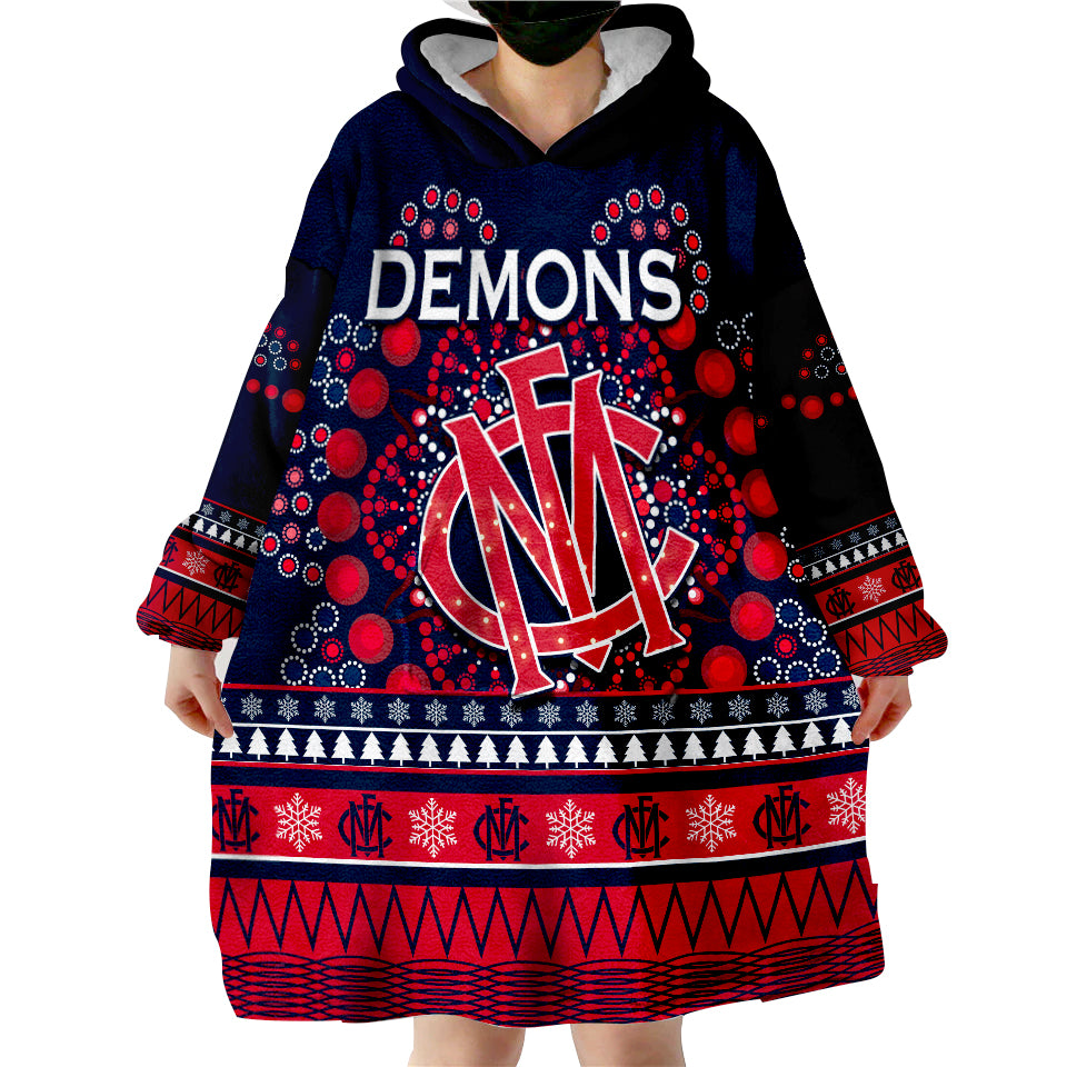custom-personalised-demons-merry-christmas-melbourne-football-indigenous-wearable-blanket-hoodie