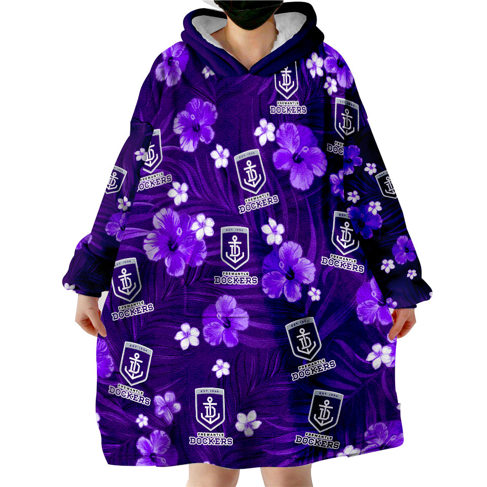 custom-personalised-dockers-football-fremantle-premiers-tropical-flowers-simple-wearable-blanket-hoodie
