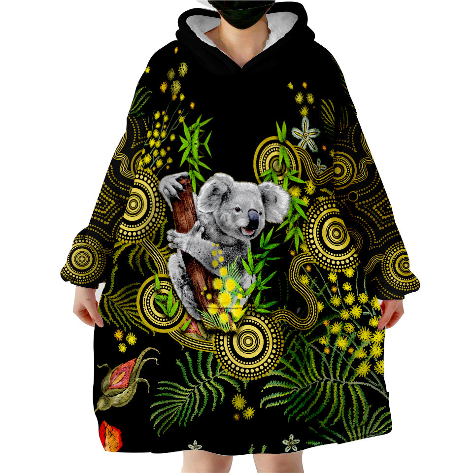 custom-personalised-golden-wattle-australia-acacia-pycnantha-mix-aboriginal-wearable-blanket-hoodie