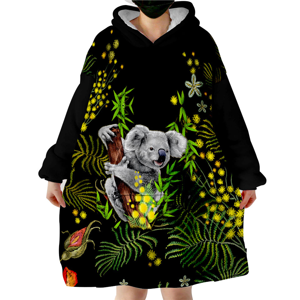 custom-personalised-golden-wattle-koala-australia-acacia-pycnantha-version-simple-wearable-blanket-hoodie