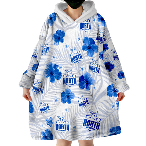 custom-personalised-kangaroos-football-north-melbourne-premiers-tropical-flowers-simple-wearable-blanket-hoodie