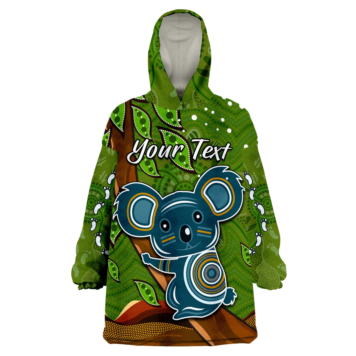 custom-personalised-koala-climbing-tree-aboriginal-aussie-wearable-blanket-hoodie