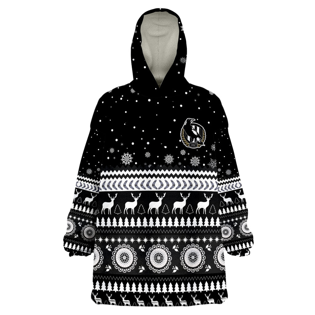 custom-personalised-magpies-christmas-indigenous-collingwood-football-wearable-blanket-hoodie