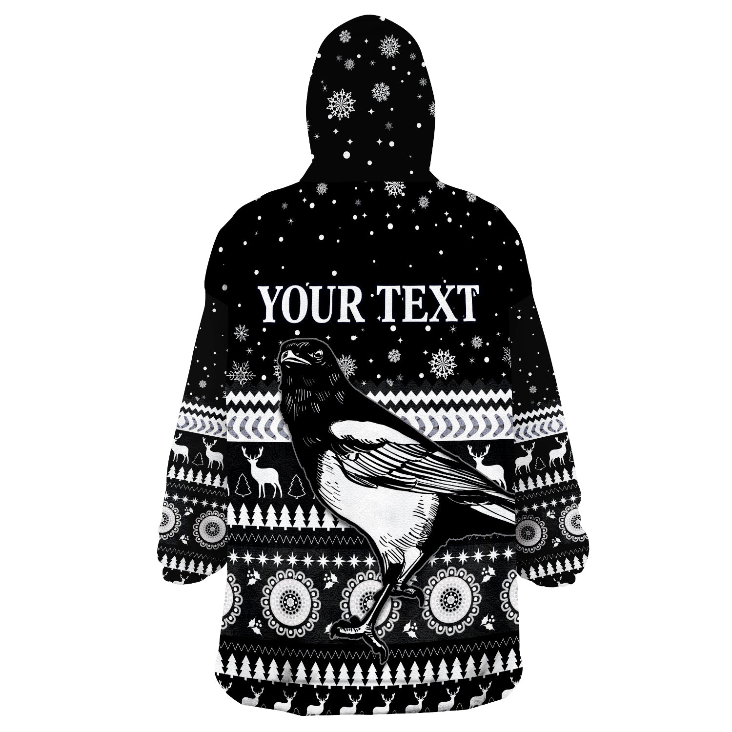 custom-personalised-magpies-christmas-indigenous-collingwood-football-wearable-blanket-hoodie