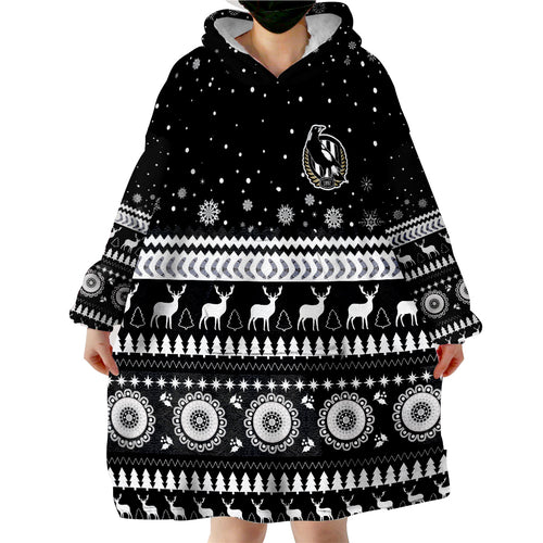 custom-personalised-magpies-christmas-indigenous-collingwood-football-wearable-blanket-hoodie