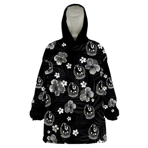 custom-personalised-magpies-football-collingwood-premiers-tropical-flowers-simple-wearable-blanket-hoodie
