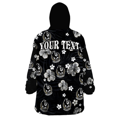 custom-personalised-magpies-football-collingwood-premiers-tropical-flowers-simple-wearable-blanket-hoodie